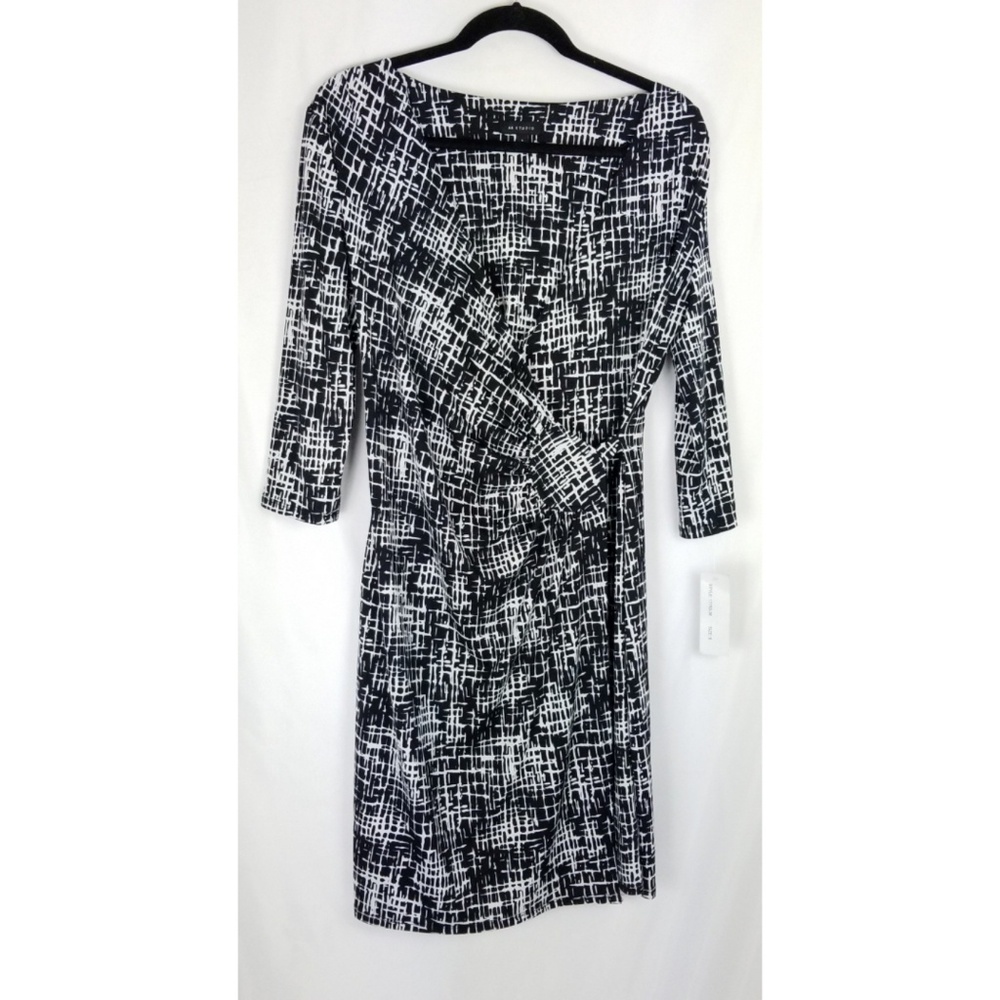 Aa Studio Black and White Faux Wrap Dress